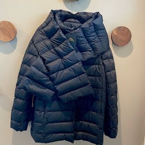 ZENTNER puffy down jacket with scarf, NWT